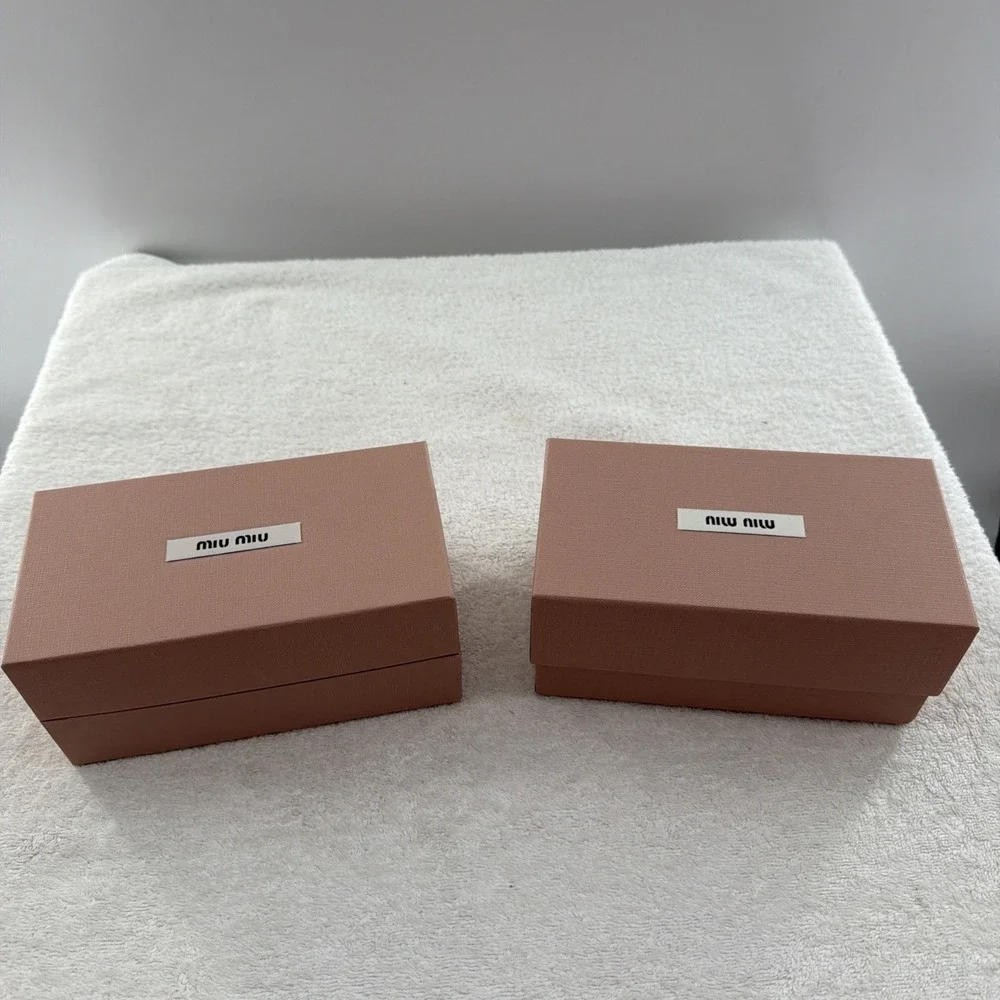 Set Of 2 Authenic Miu Miu Small Empty Gift Storage Box Measures 7